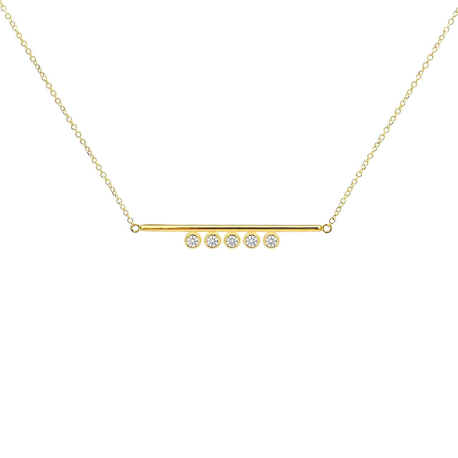 14K GOLD BAR NECKLACE WITH DIAMOND