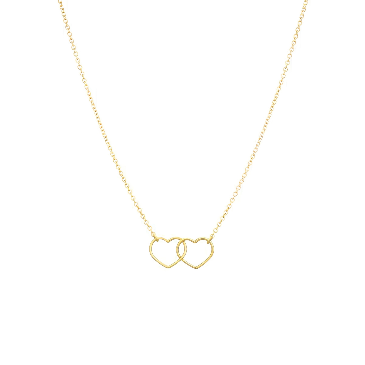 Κ14 GOLD NECKLACE WITH 2 HEARTS