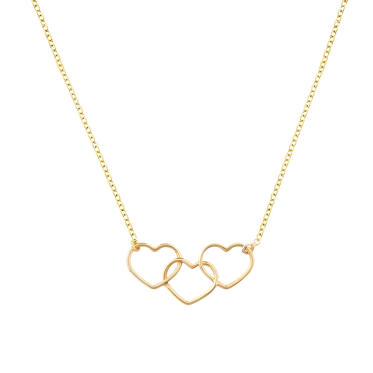 14K GOLD NECKLACE WITΗ 3 HEARTS