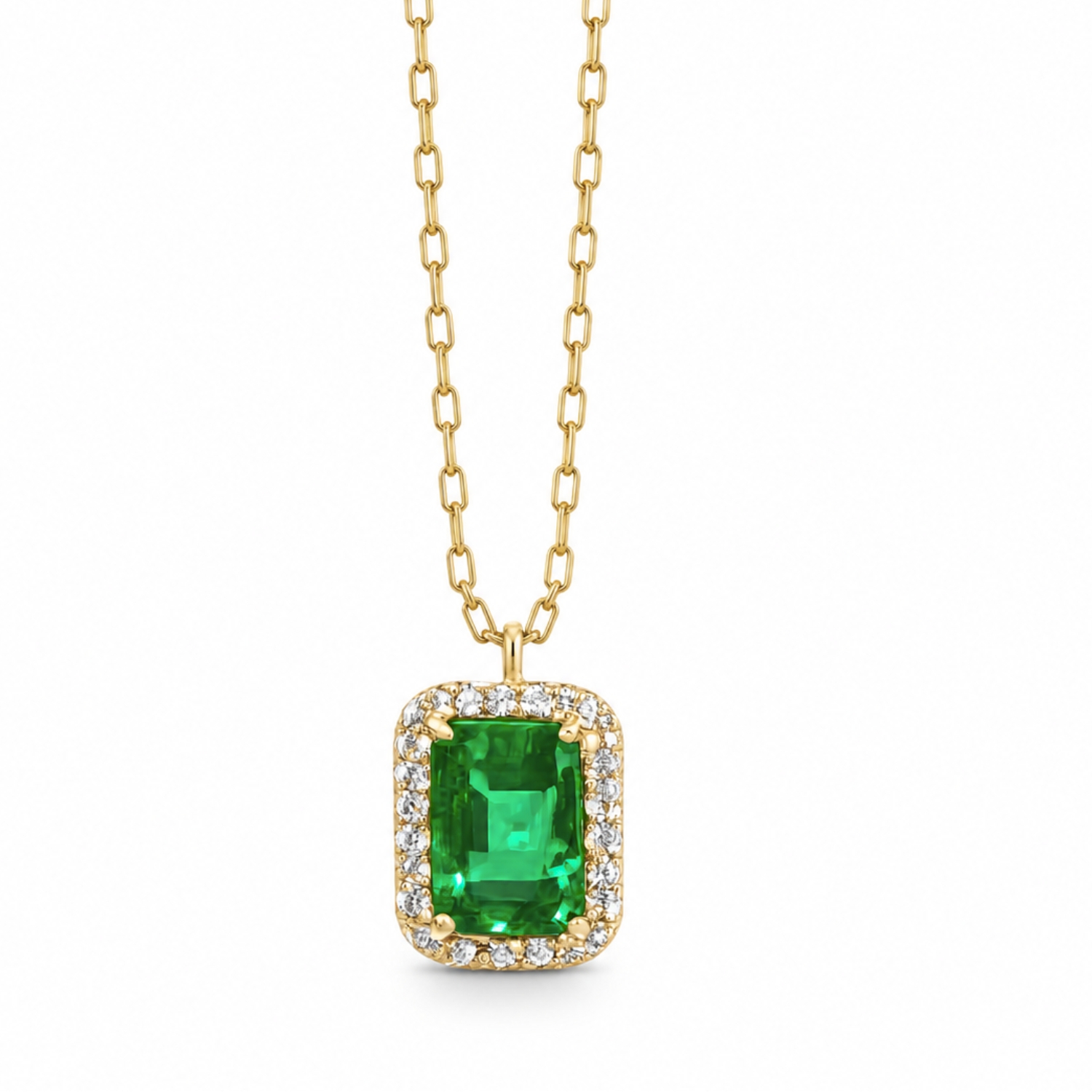 18K GOLD NECKLACE WITH EMERALD