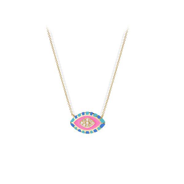 EVIL EYE DIAMOND NECKLACE 18K YELLOW GOLD