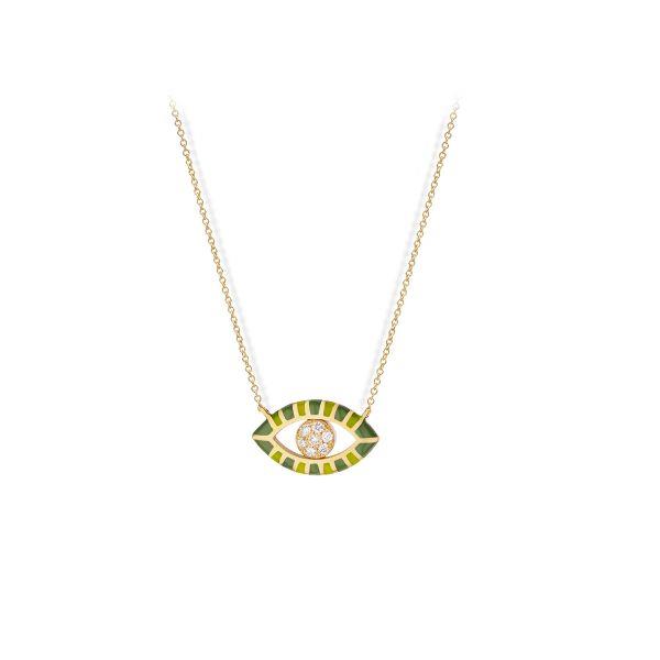 EVIL EYE DIAMOND NECKLACE 18K YELLOW GOLD