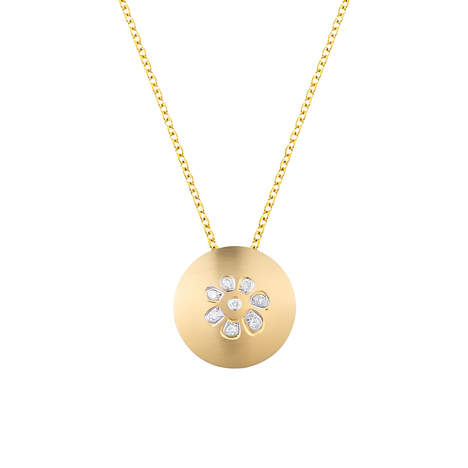 FLOWER NECKLACE K14 GOLD WITH DIAMONDS