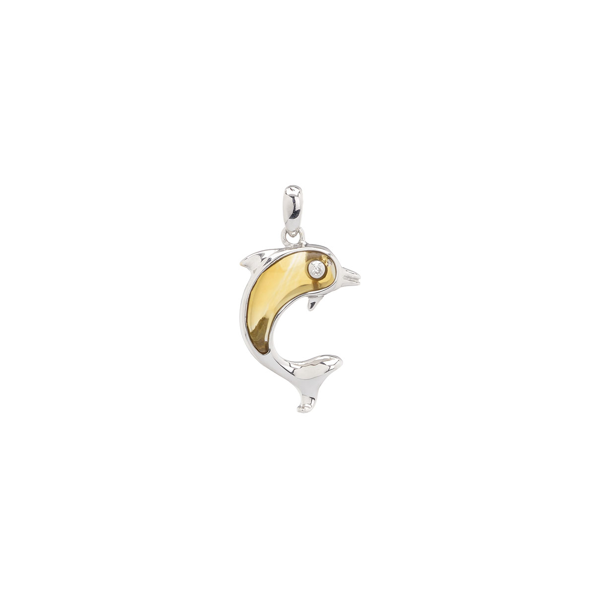 DOLPHIN DIAMOND PENDANT 18K WHITE GOLD