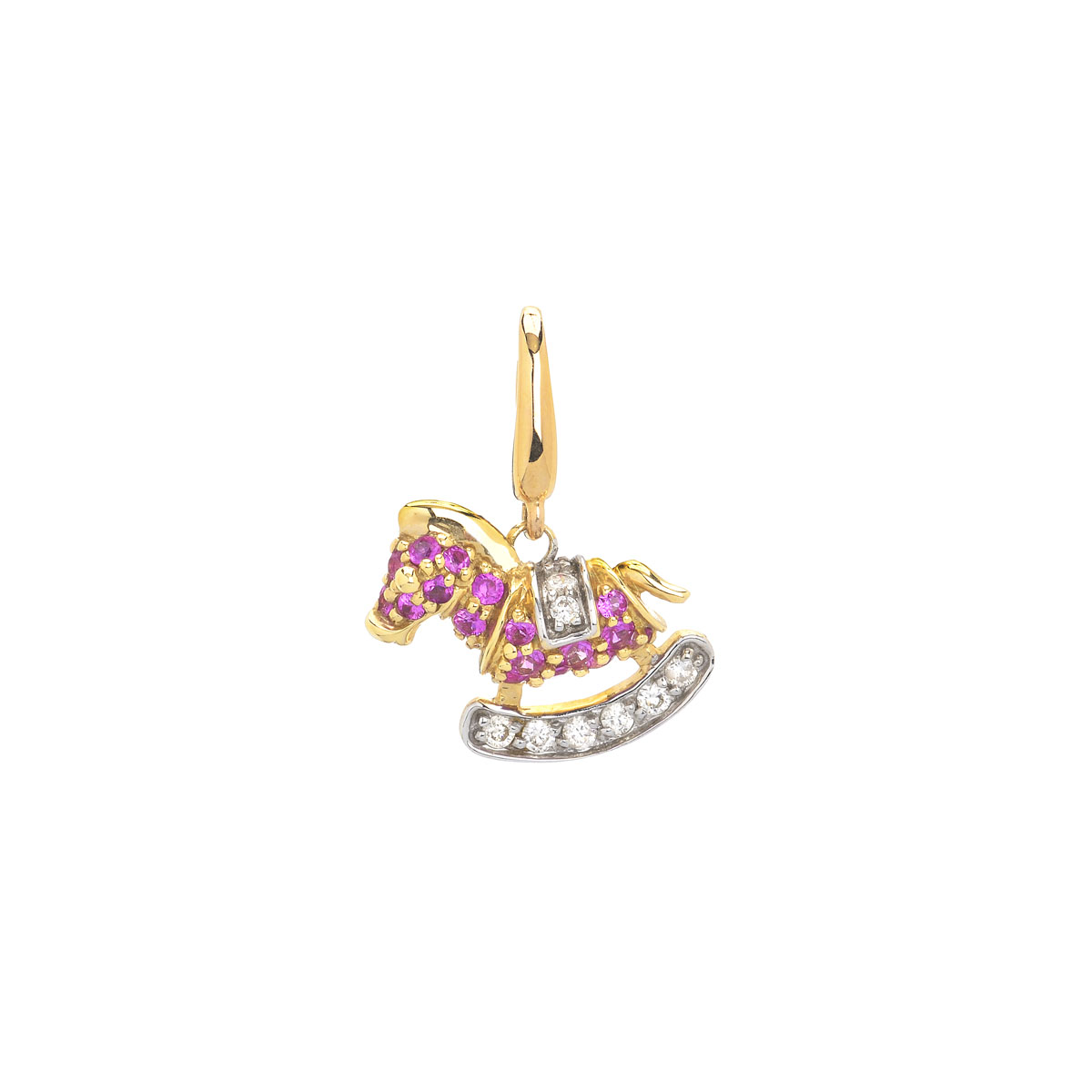 GEE-GEE DIAMOND PENDANT WITH RED SAPPHIRES K18 YELLOW GOLD