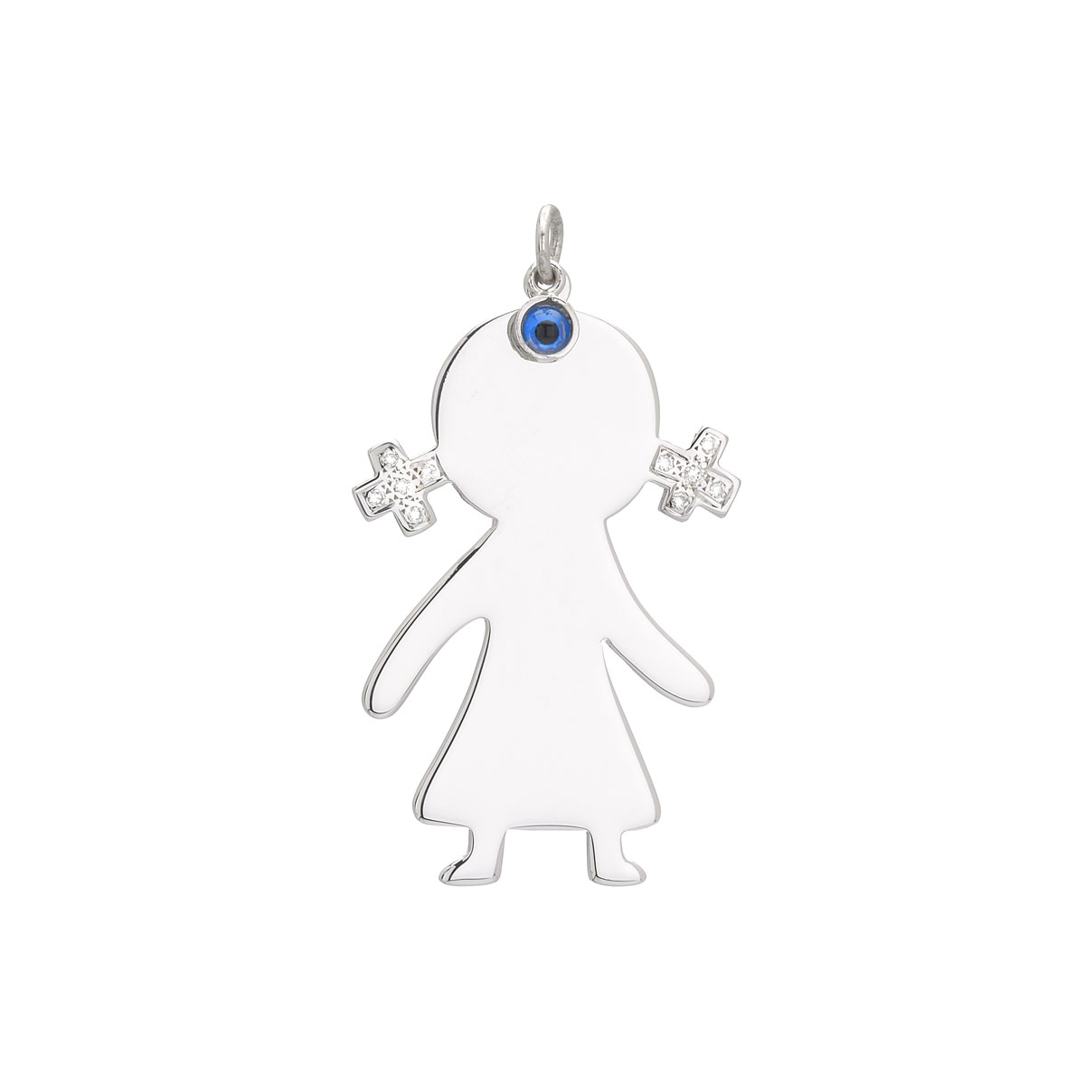 GIRL FIGURE DIAMOND PENDANT K18 WHITE GOLD