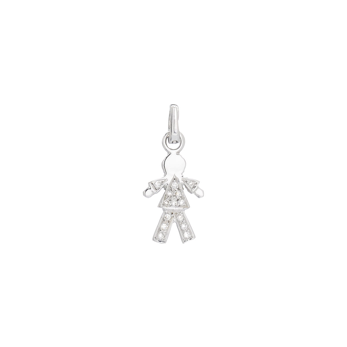 BOY FIGURE DIAMOND PENDANT K18 WHITE GOLD