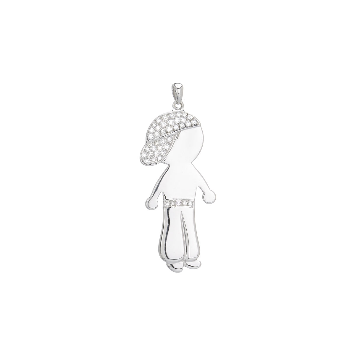 BOY FIGURE DIAMOND PENDANT K18 WHITE GOLD