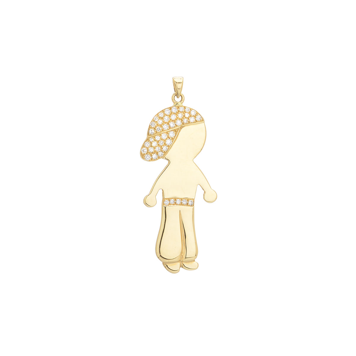 BOY FIGURE DIAMOND PENDANT K18 YELLOW GOLD