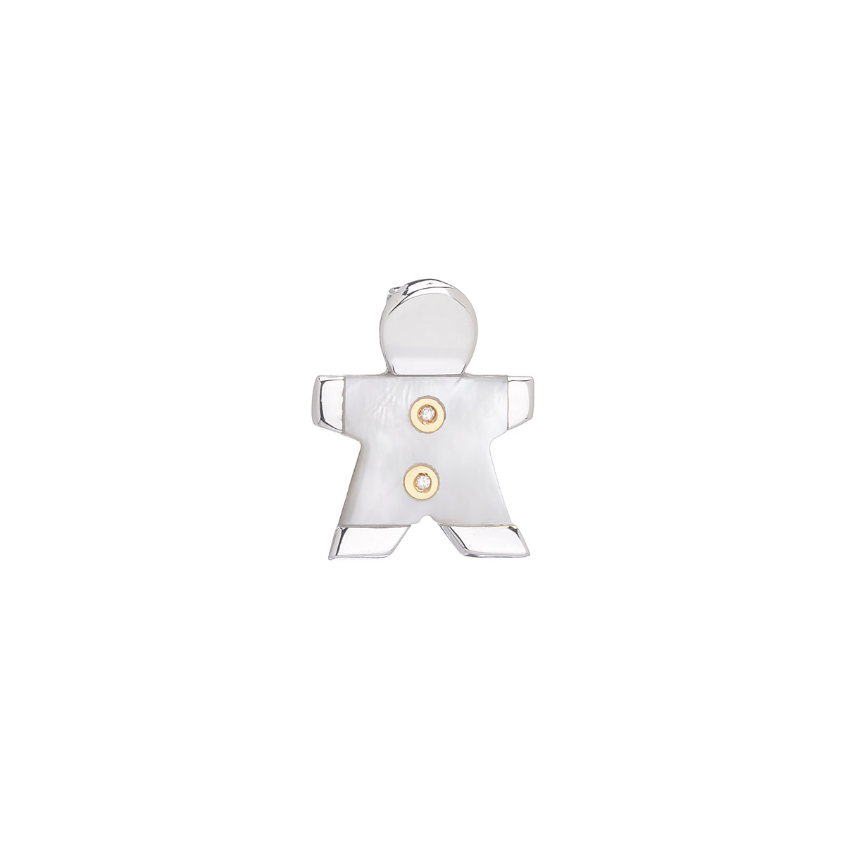 BOY FIGURE DIAMOND PENDANT K18 WHITE GOLD