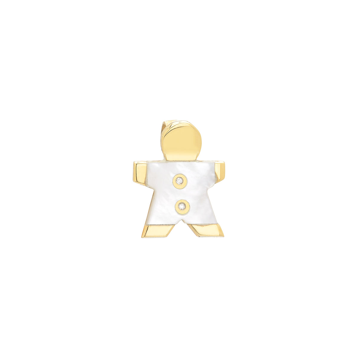 BOY FIGURE DIAMOND PENDANT K18 YELLOW GOLD