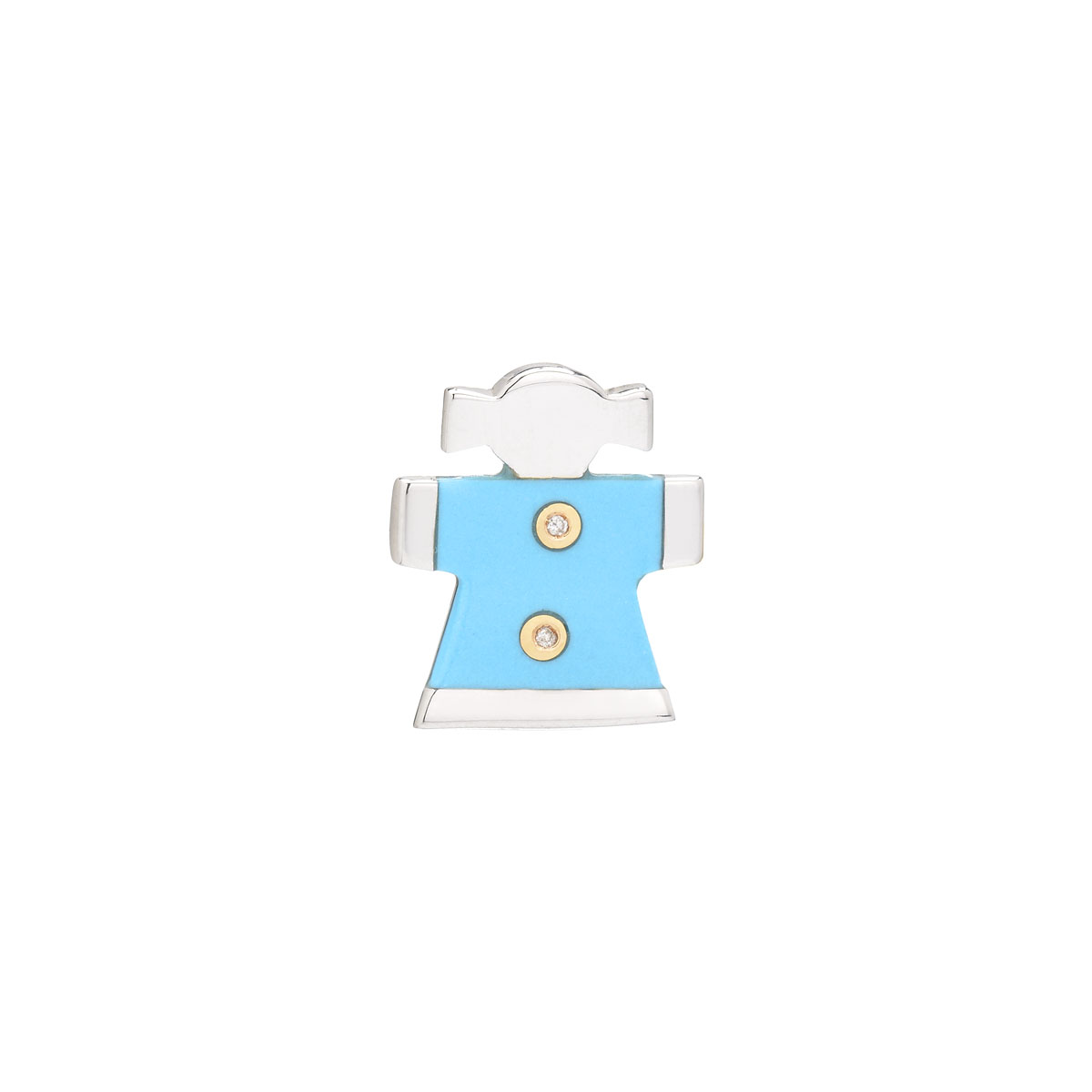 GIRL FIGURE DIAMOND PENDANT WITH TURQUOISE K18 WHITE GOLD