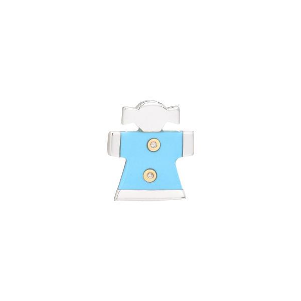 GIRL FIGURE DIAMOND PENDANT WITH TURQUOISE K18 WHITE GOLD
