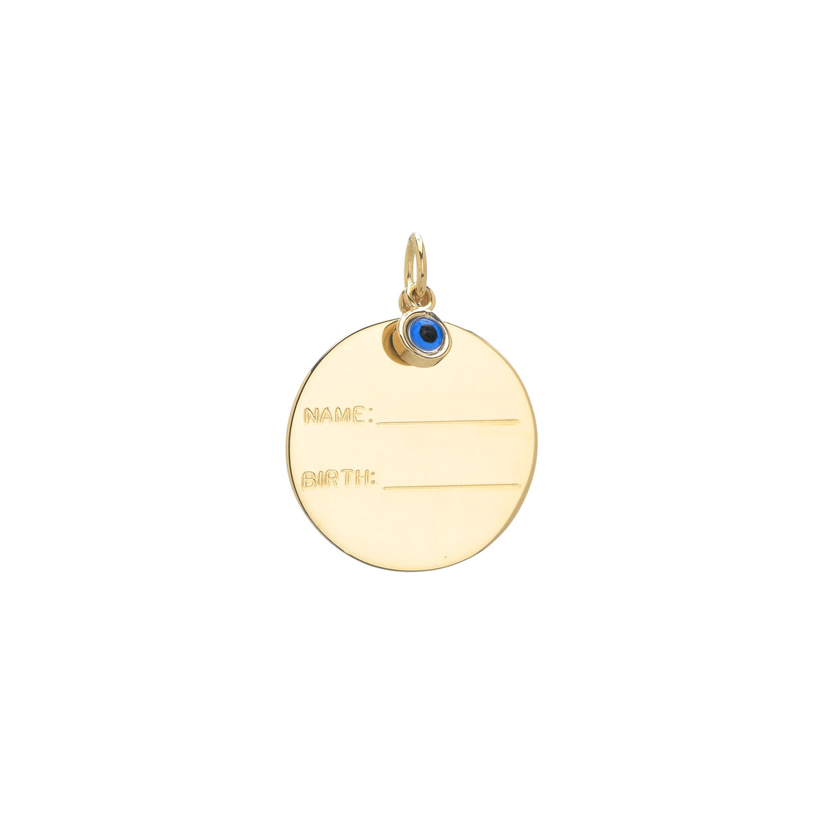 PENDANT WITH BIRTH DATA AND EVIL EYE YELLOW GOLD