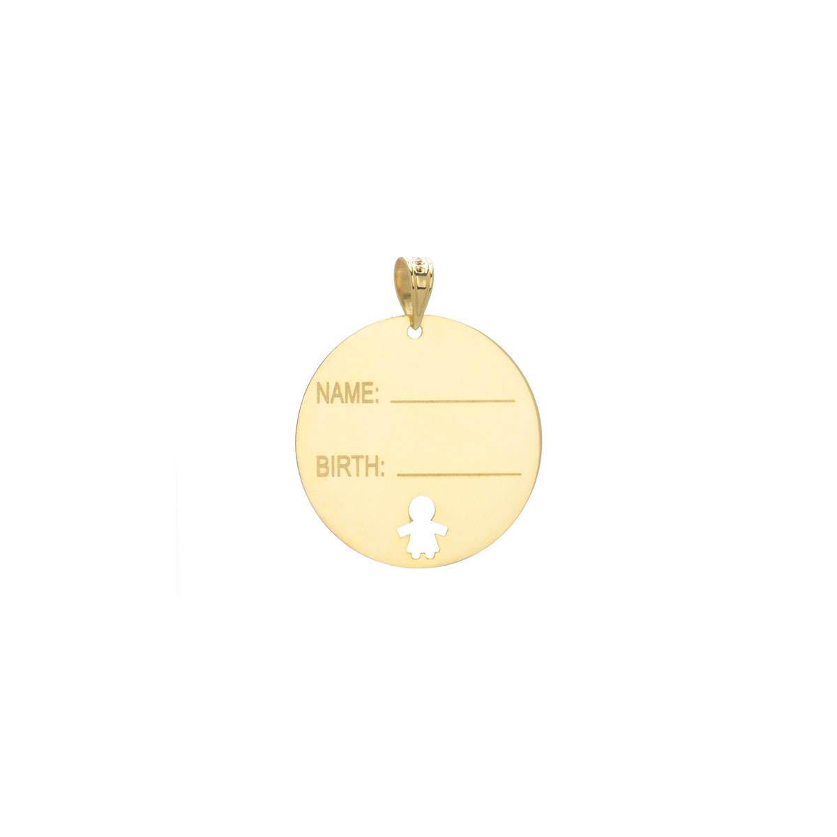 PENDANT WITH BIRTH DATA K14 YELLOW GOLD