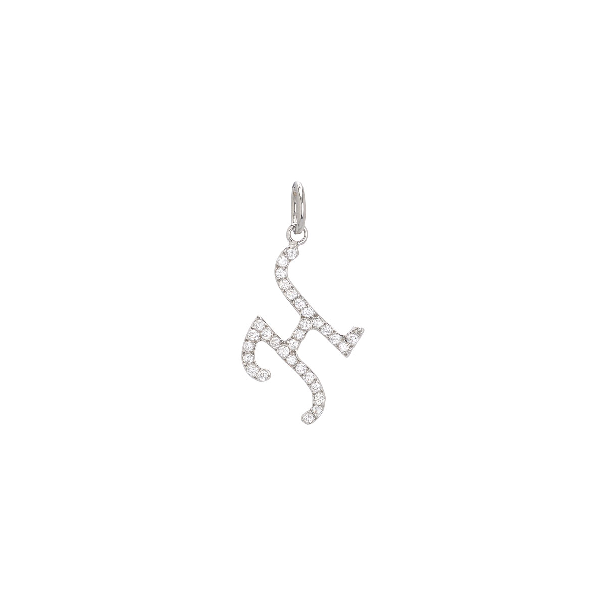 INITIAL -H- BROWN DIAMOND PENDANT K18 WHITE GOLD