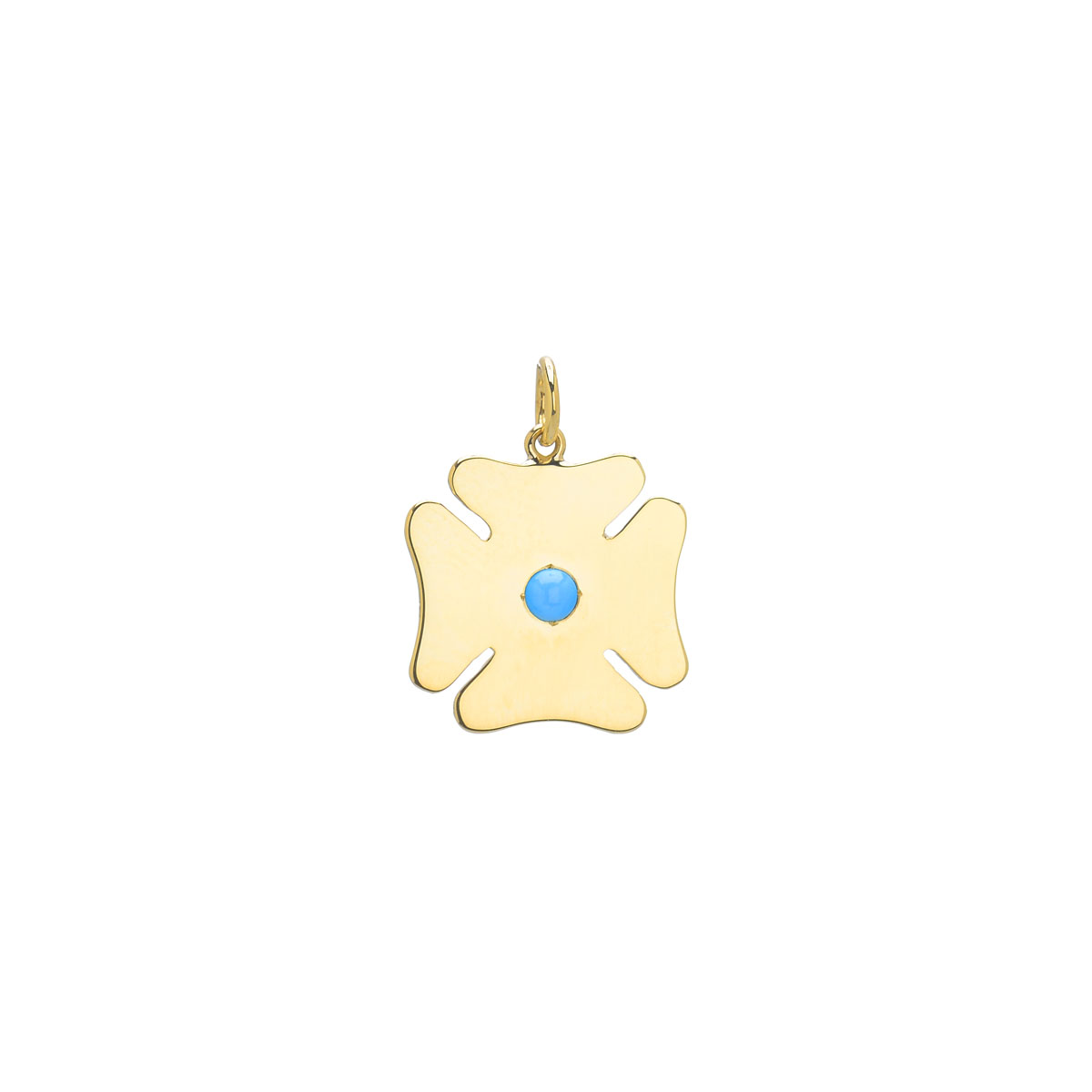 CLOVER PENDANT WITH TURQUOISE K14 YELLOW GOLD