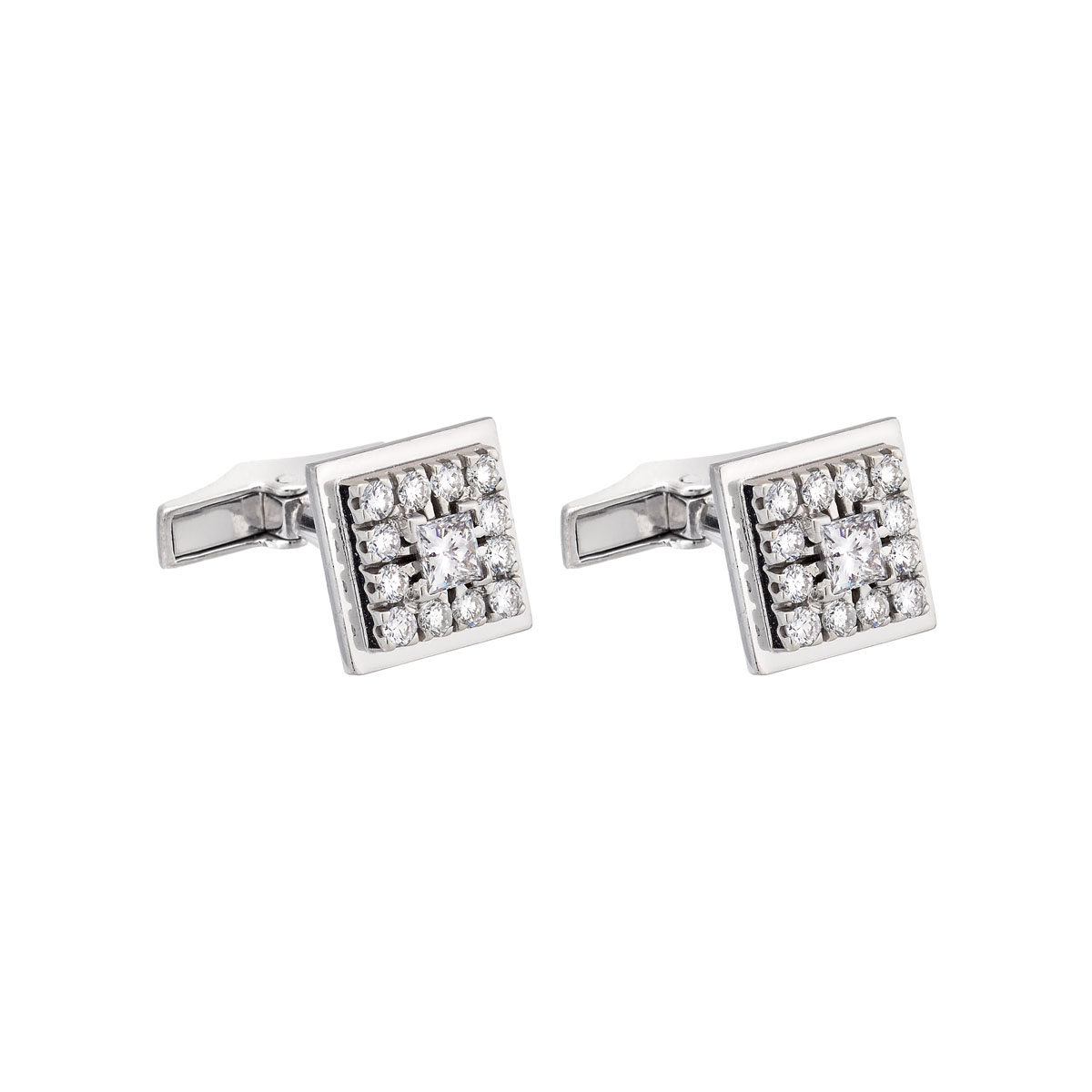 DIAMOND CUFFLINKS 18K WHITE GOLD