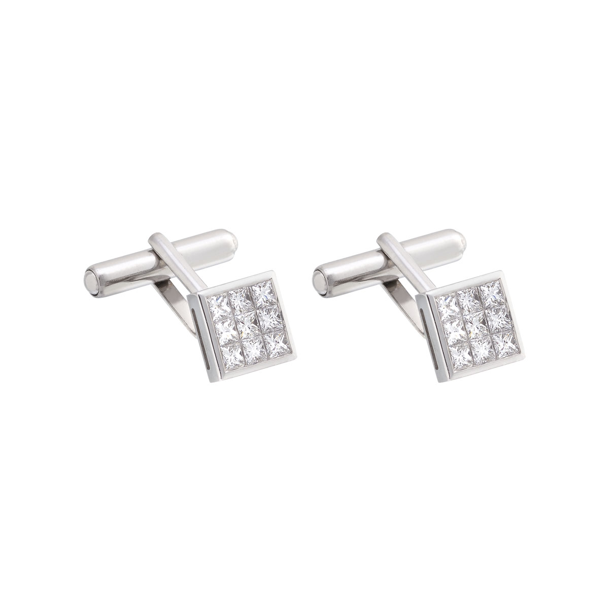 DIAMOND CUFFLINKS 18K WHITE GOLD