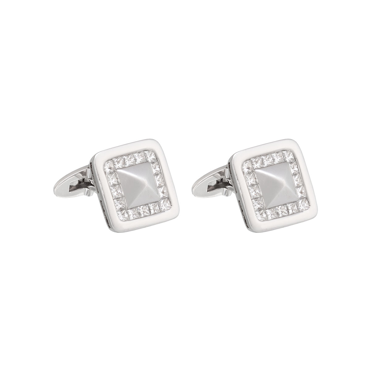 DIAMOND CUFFLINKS 18K WHITE GOLD