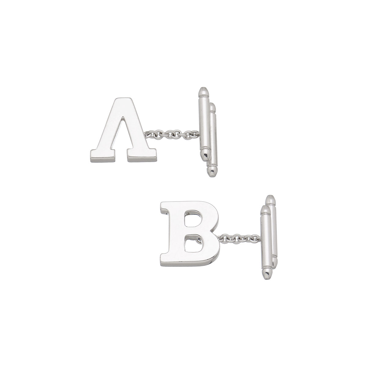 CUFFLINKS WITH INITIALS -B- AND -Λ- K18 WHITE GOLD