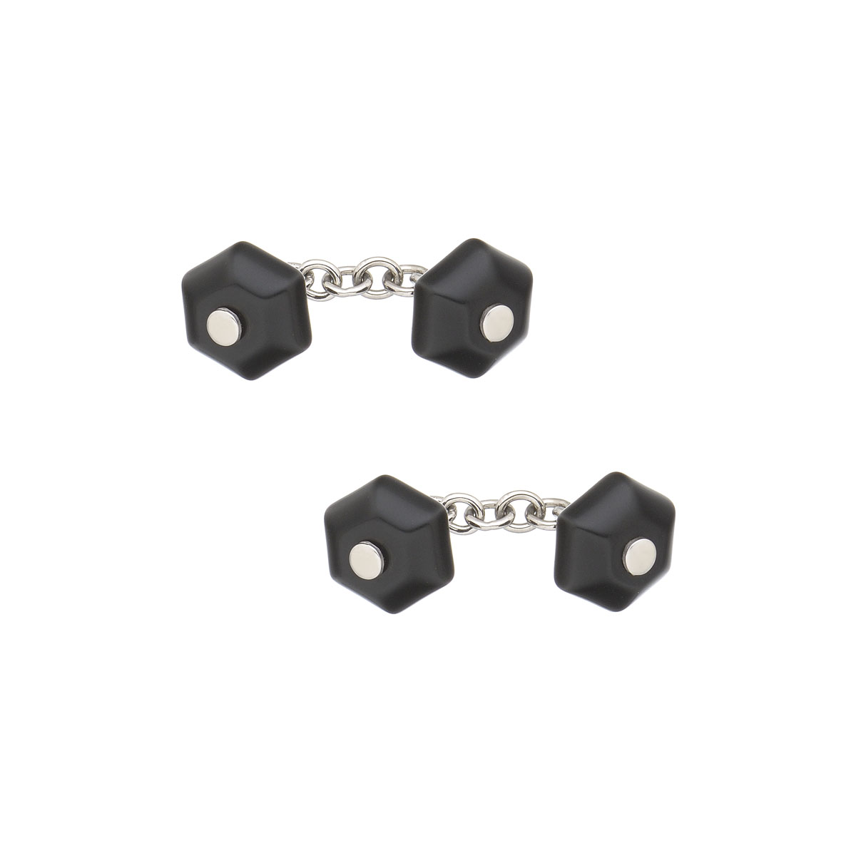 CUFFLINKS WITH ONYX K18 WHITE GOLD