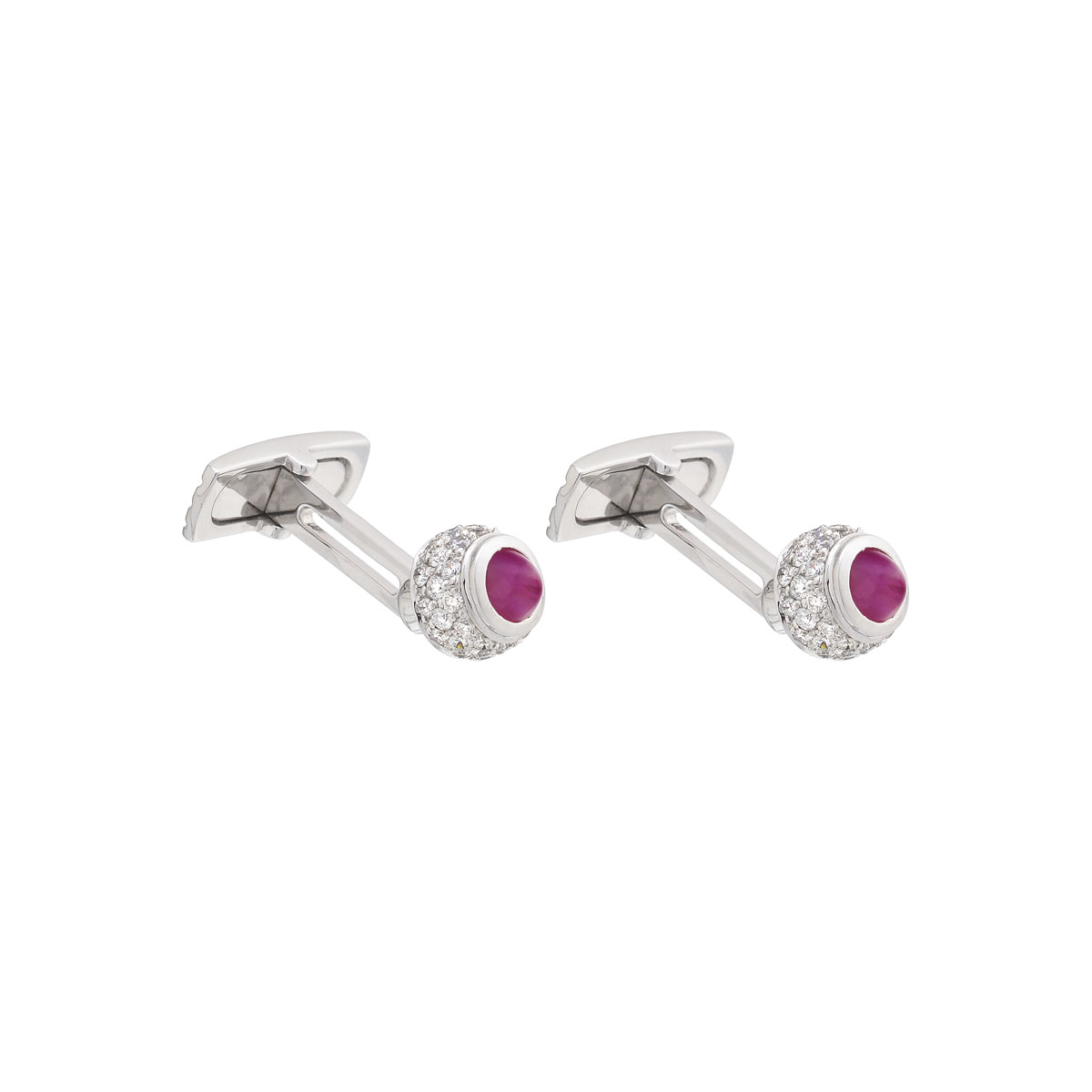 DIAMOND CUFFLINKS WITH RUBIES 18K WHITE GOLD