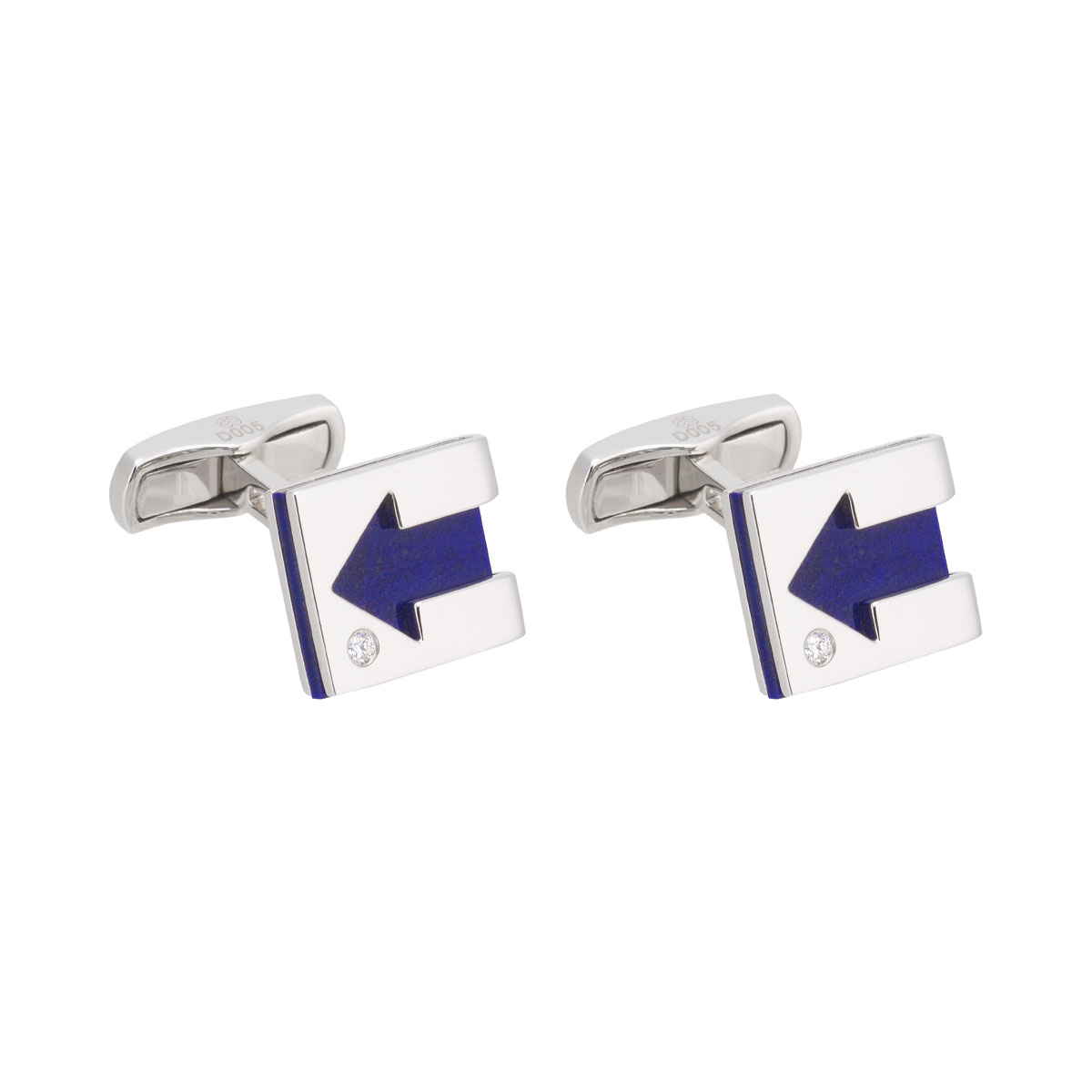 K18 WHITE GOLD DIAMOND CUFFLINKS WITH LAPIS