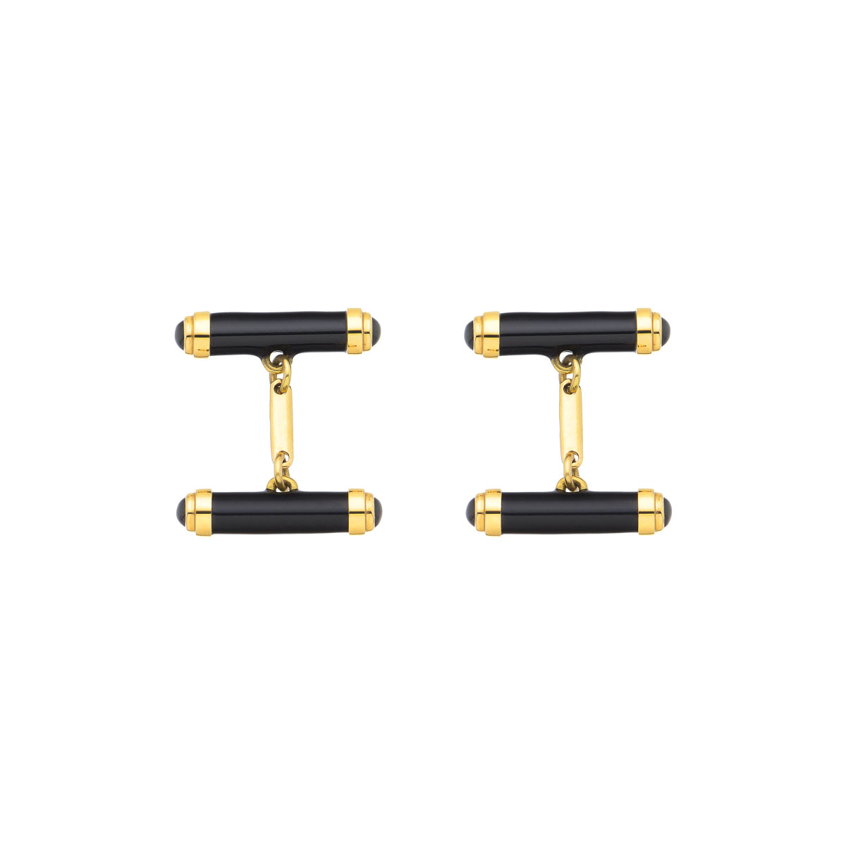 CUFFLINKS WITH ONYX K18 YELLOW GOLD