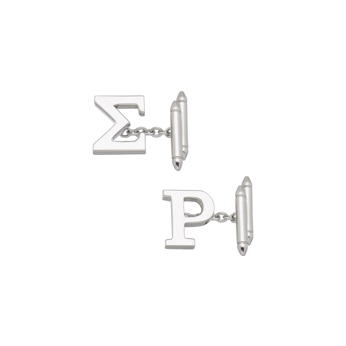 CUFFLINKS WITH INITIALS -Σ- AND -Ρ- K18 WHITE GOLD