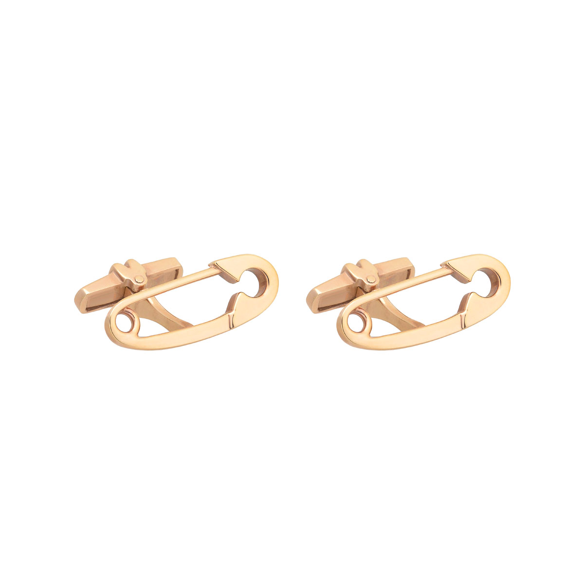 K18 ROSE GOLD SAFETY PIN CUFFLINKS