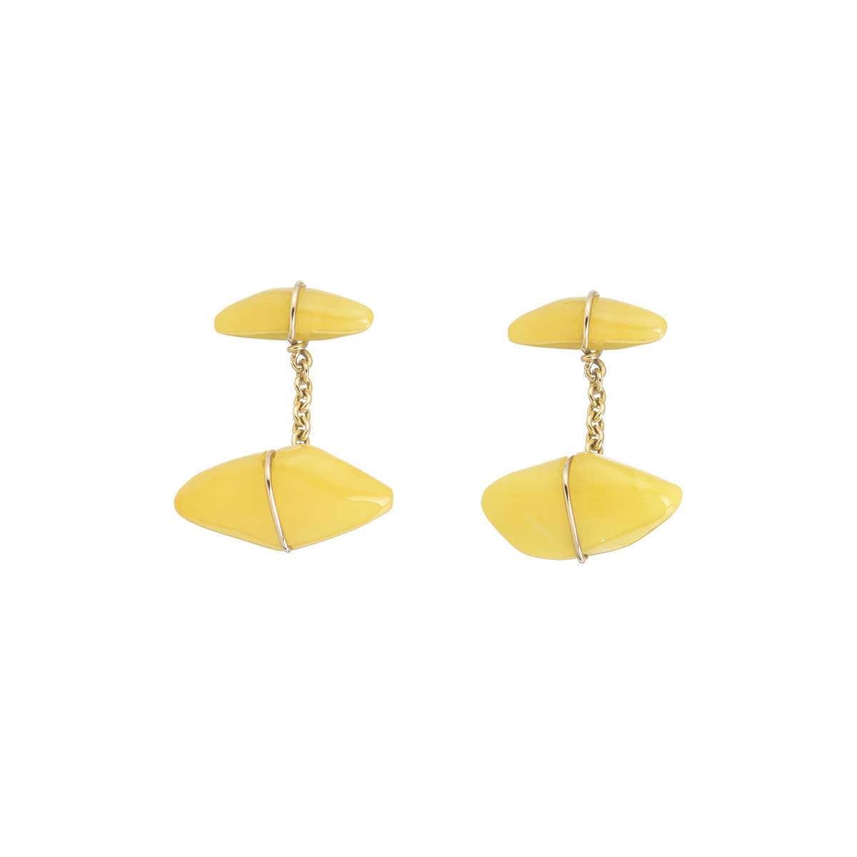 CUFFLINKS WITH AMBER K14 YELLOW GOLD