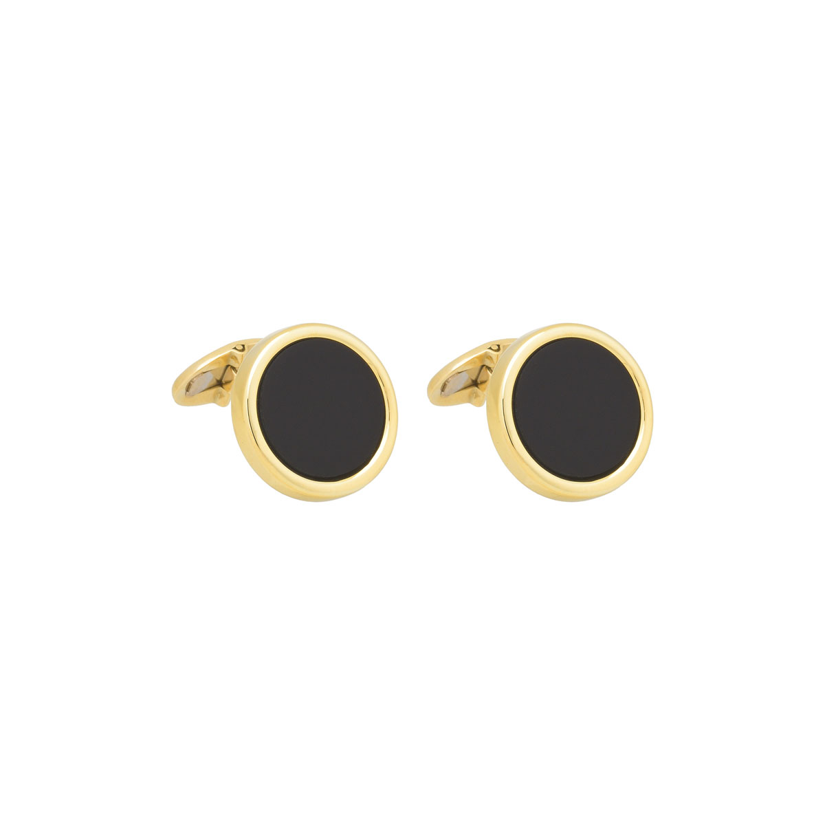 CUFFLINKS WITH ONYX K14 YELLOW GOLD