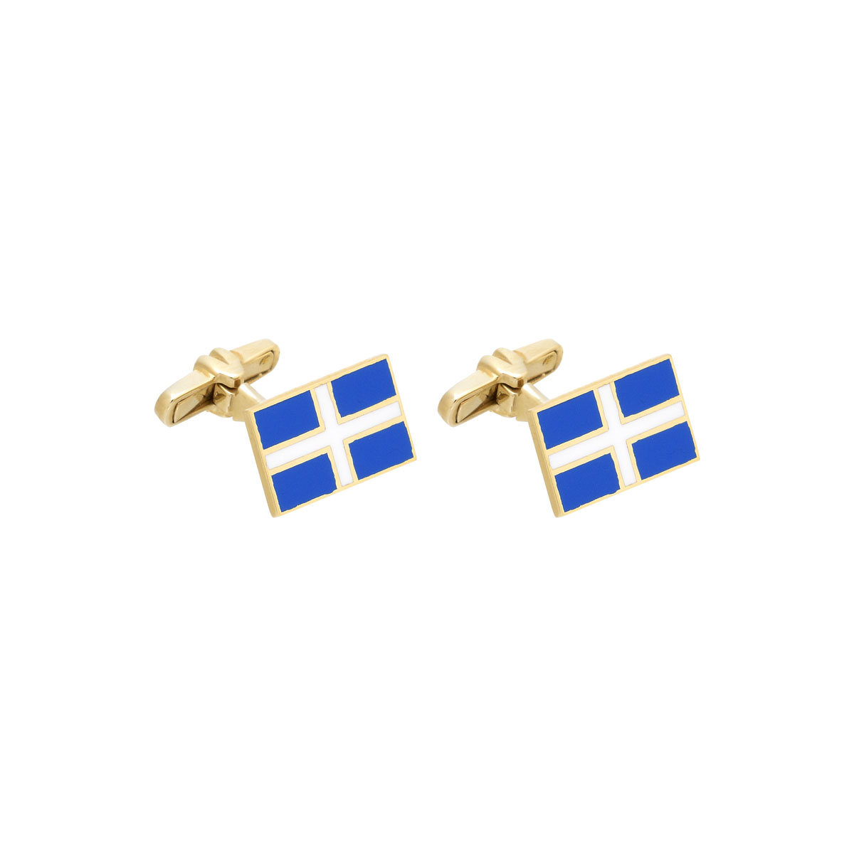 CUFFLINKS WITH GREEK FLAG K14 YELLOW GOLD