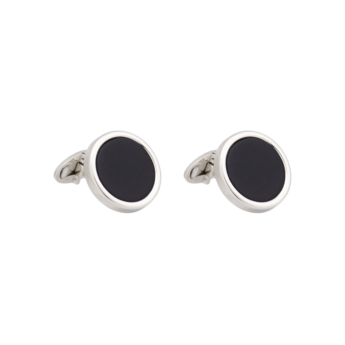 CUFFLINKS WITH ONYX K14 WHITE GOLD