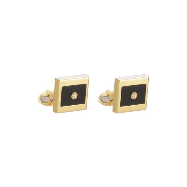 DIAMOND CUFFLINKS K14 YELLOW GOLD WITH ONYX