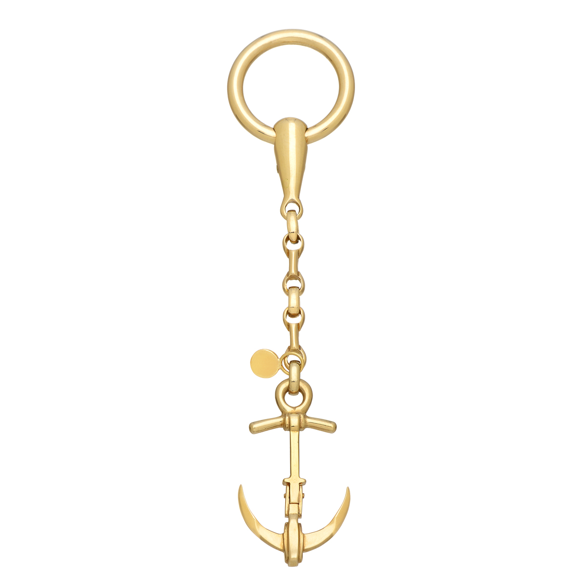 K18 YELLOW GOLD ANCHOR KEYCHAIN WITH EVIL EYE