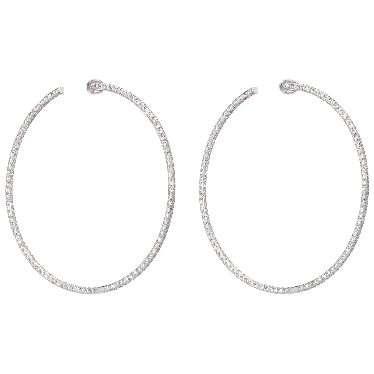 K18 WHITE GOLD DIAMOND HOOP EARRINGS