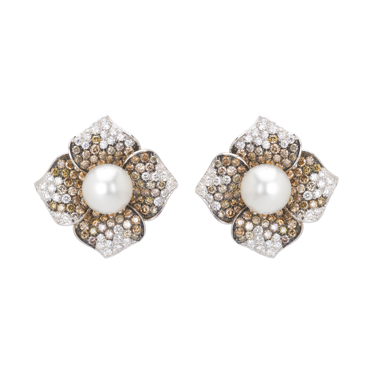 DIAMOND EARRINGS WITH PEARLS 18K GOLD