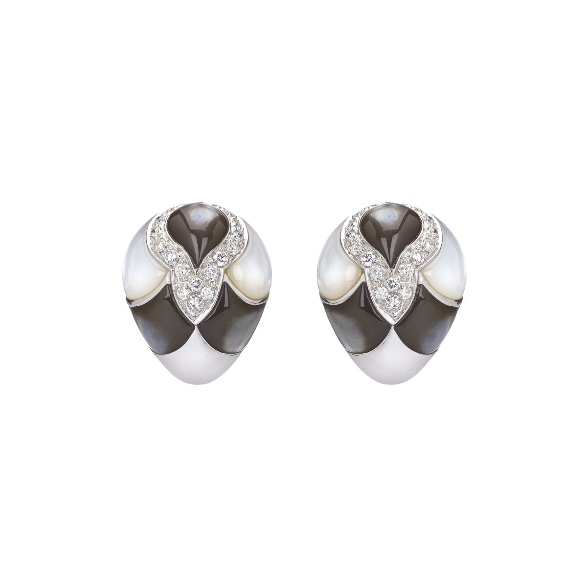 DIAMOND EARRINGS WITH SEMI-PRECIOUS STONES K18 WHITE GOLD