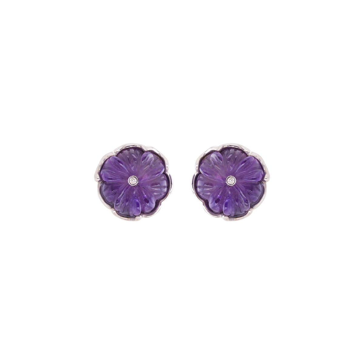 WHITE GOLD EARRINGS WITH AMETHYST AND DIAMONDS