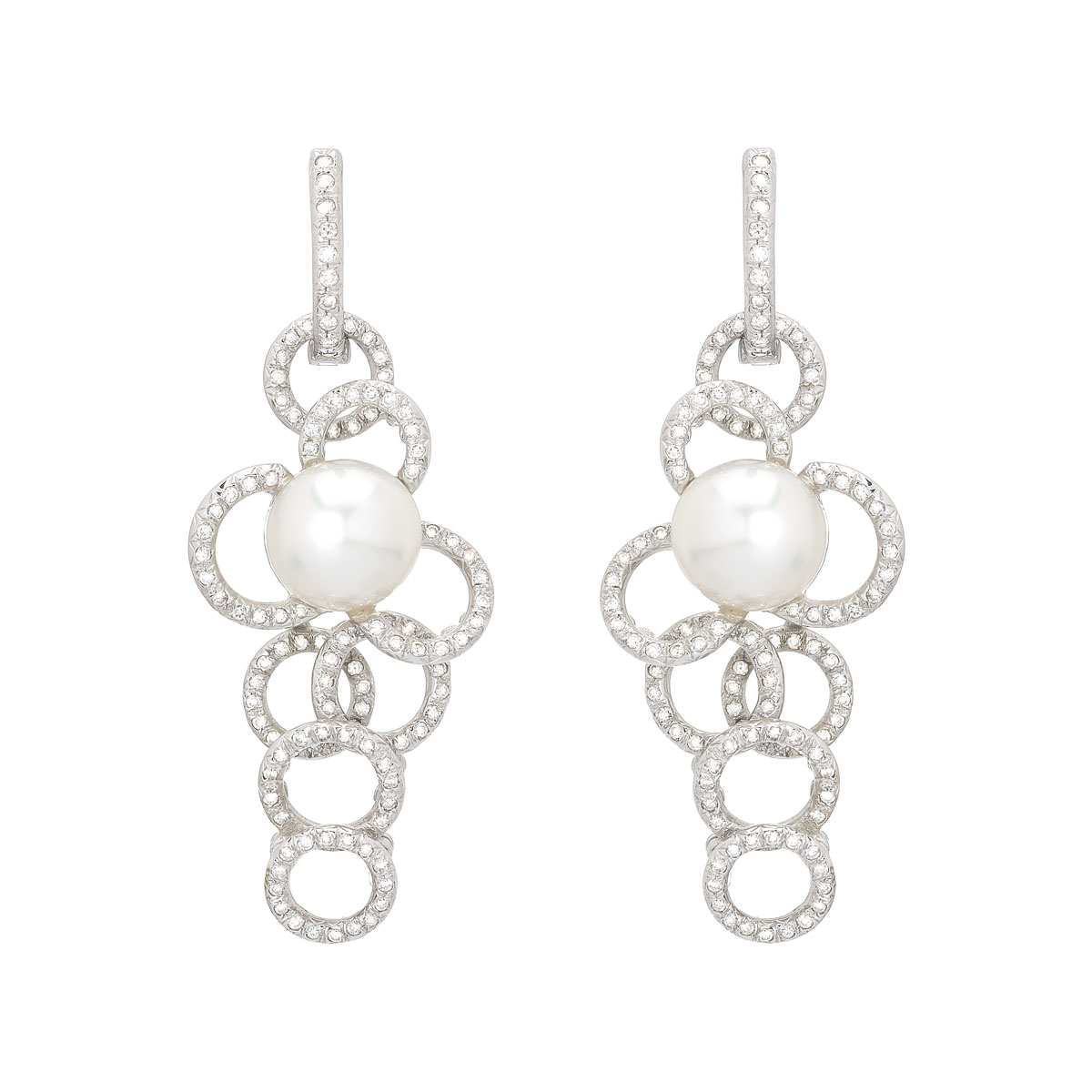 DIAMOND EARRINGS WITH PEARLS K18 WHITE GOLD