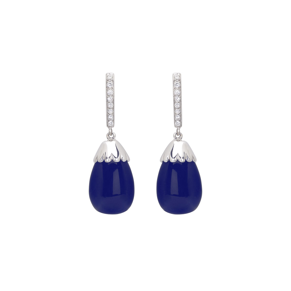 DIAMOND EARRINGS WITH SAPPHIRES K18 WHITE GOLD