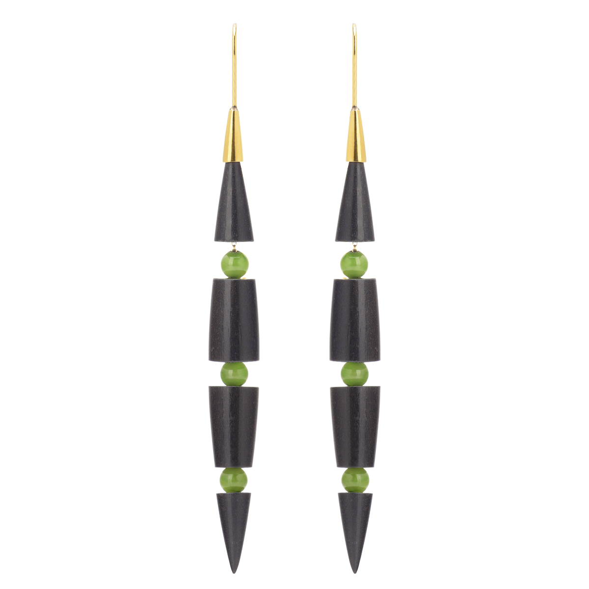 HANGING EARRINGS WITH EBONY AND JADE