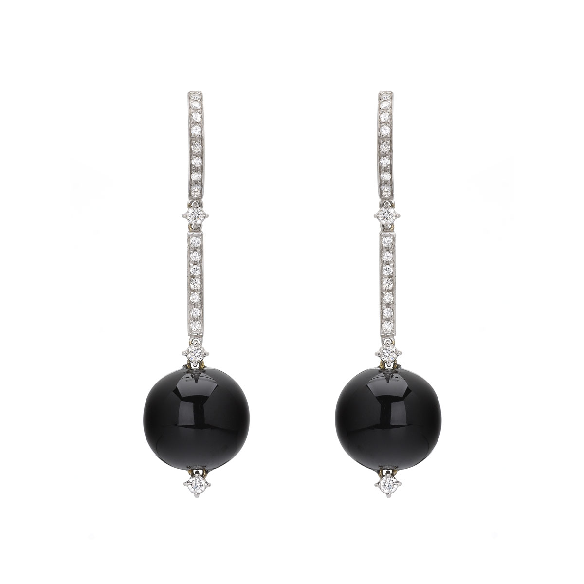 DIAMOND EARRINGS WITH ENAMEL K18 WHITE GOLD