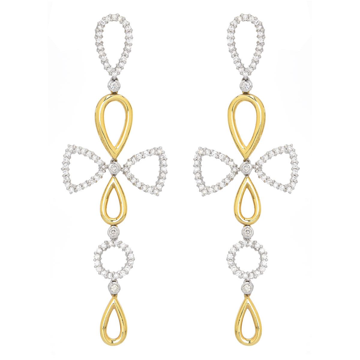 DIAMOND EARRINGS K18 WHITE AND YELLOW GOLD