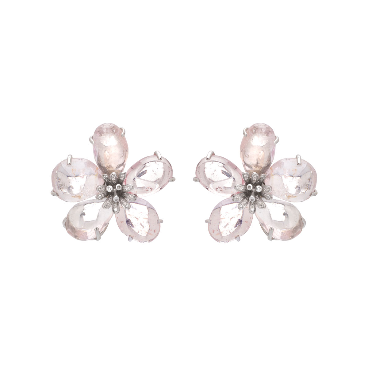 DIAMOND EARRINGS WITH SEMI-PRECIOUS STONES K18 WHITE GOLD