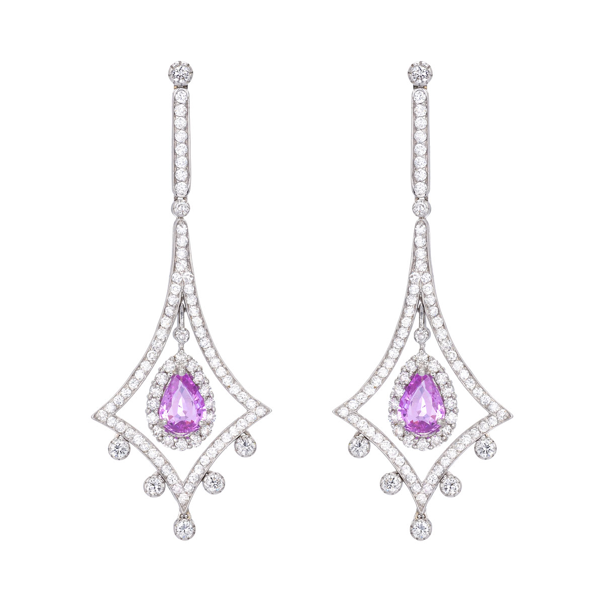 DIAMOND EARRINGS WITH SAPPHIRES K18 WHITE GOLD