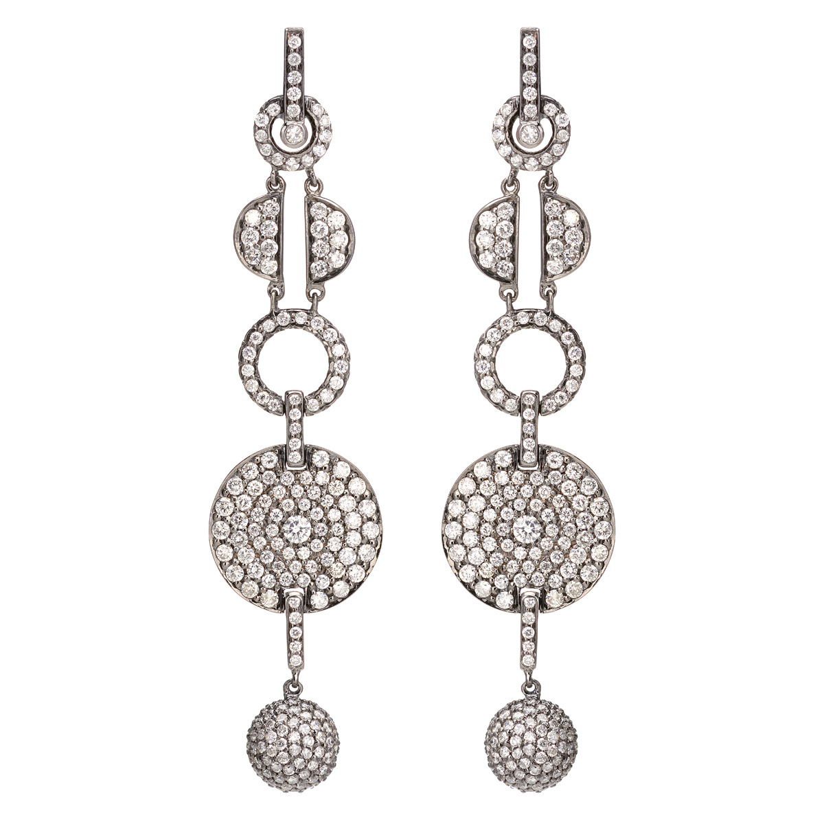 BLACK PLATED GOLD K18 EARRINGS WITH DIAMONDS