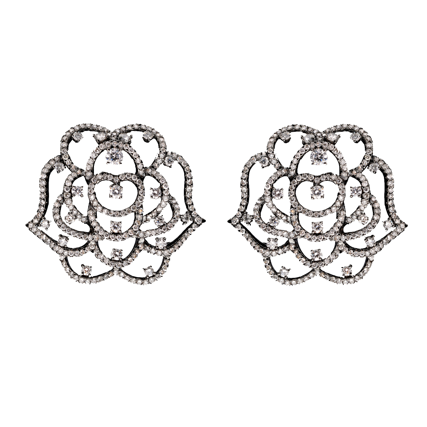 GOLD BLACKENED EARRINGS WITH DIAMONDS